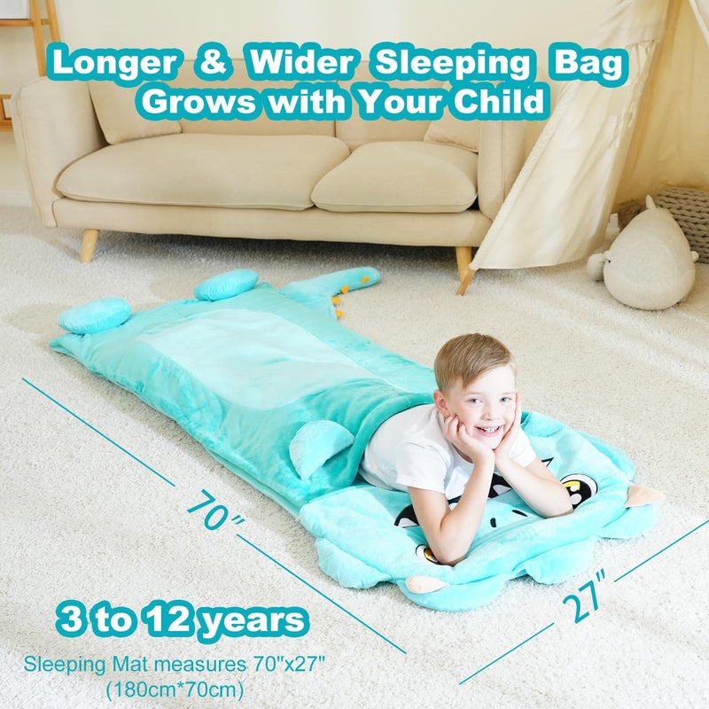 Micling Kid Sleeping Bag with Pillow - Larger Nap Mat - Plush Slumber Bag for Boys Girls Daycare Preschool Kindergarten Birthday Gift Travel Sleepover Ages 3-12 Years - Image 4